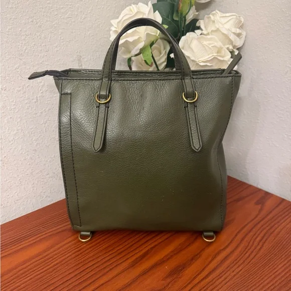 Fossil Olive Green Leather Backpack - Picture 1 of 16